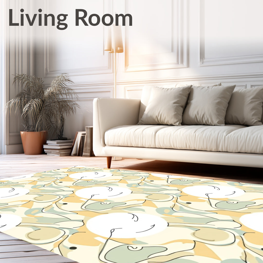 Abstract Whimsical Face Pattern Rug
