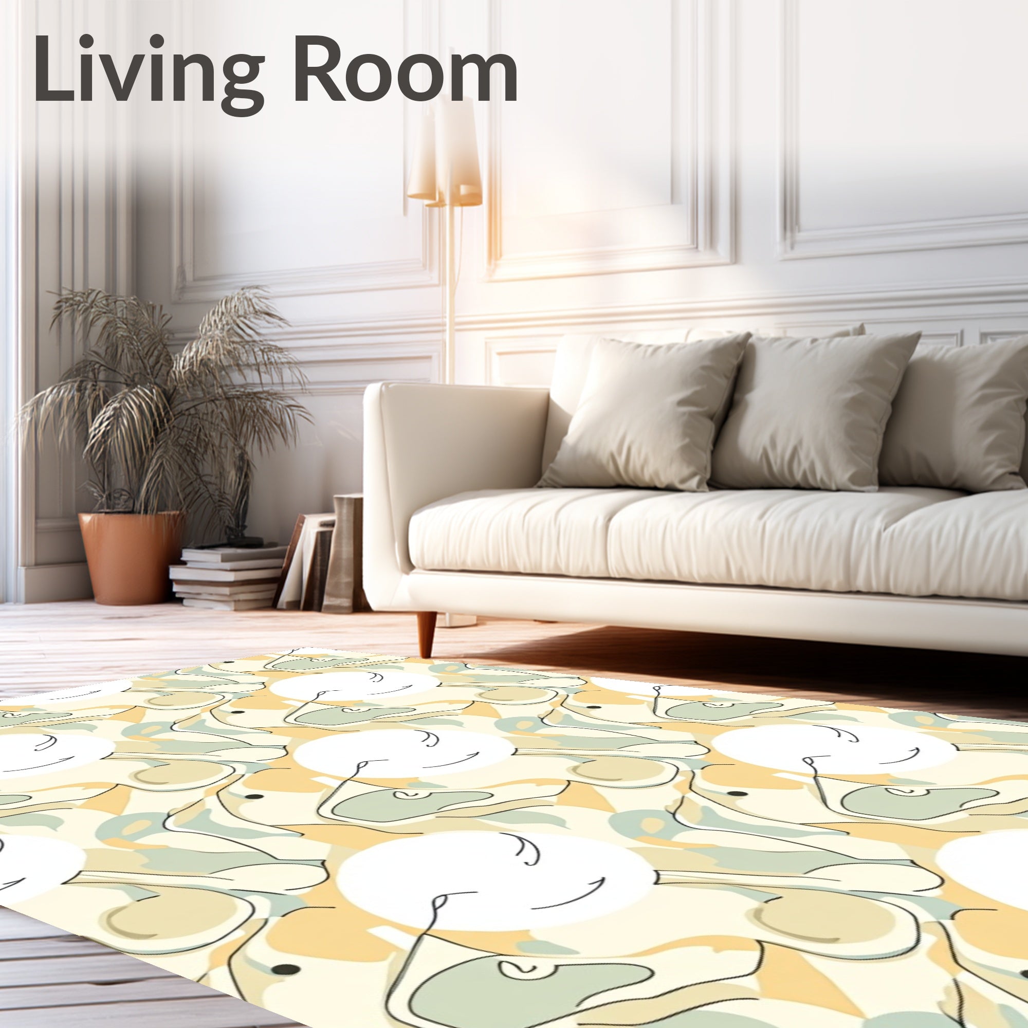 Abstract Whimsical Face Pattern Rug