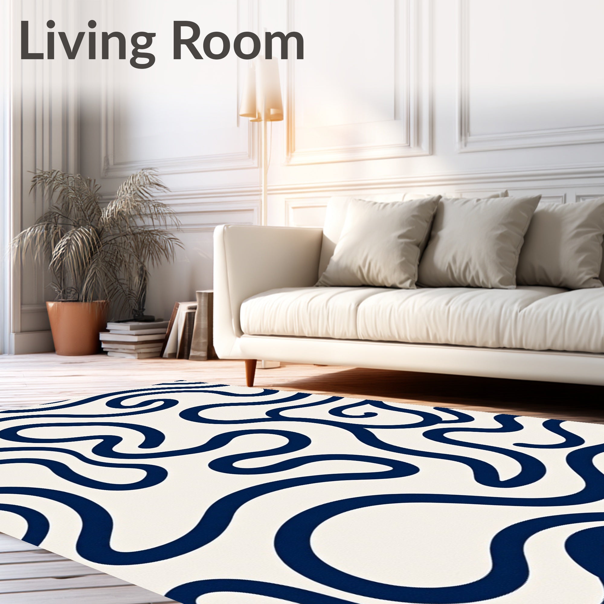 Navy Swirl Abstract Pattern Rug