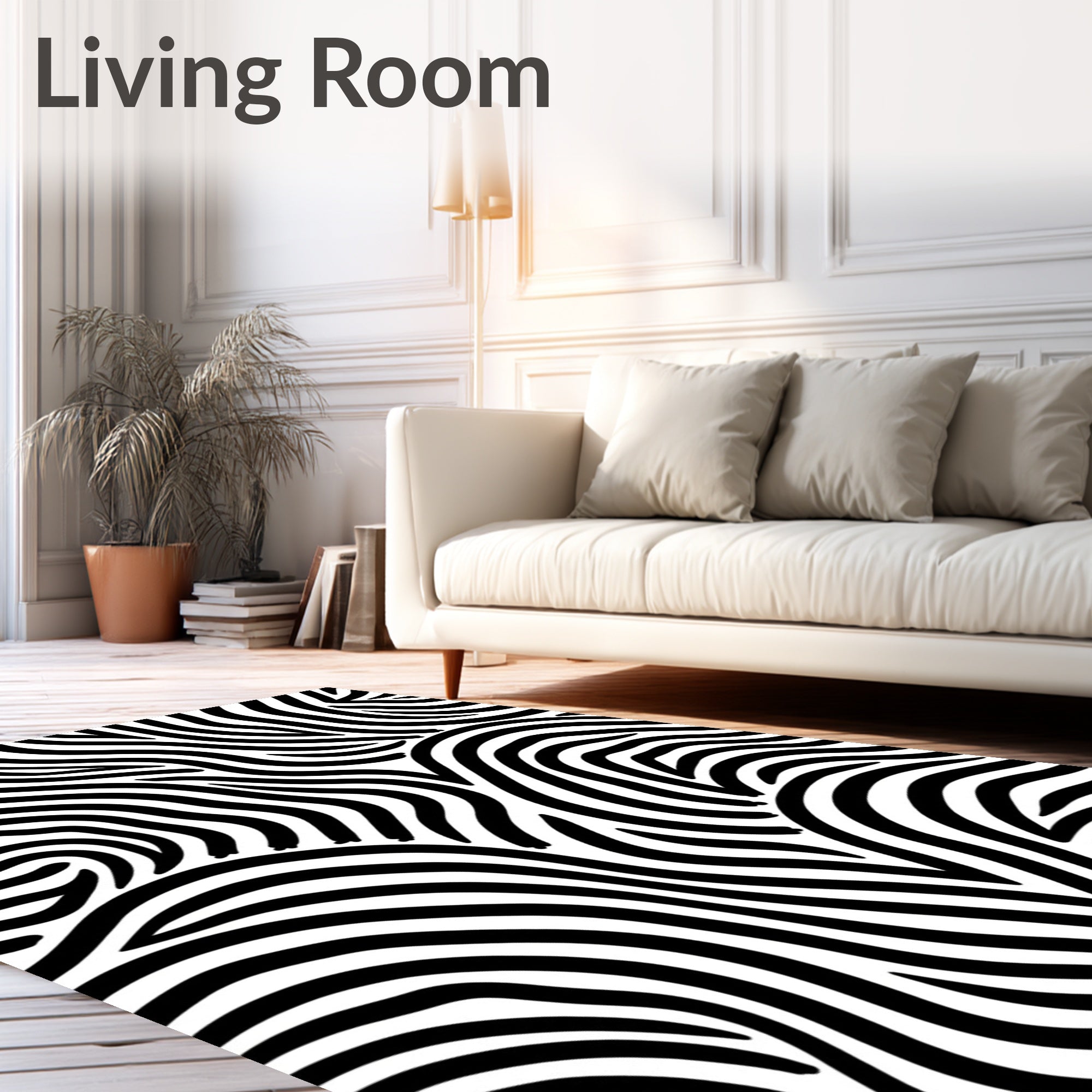 Bold Black White Zebra Stripes Rug