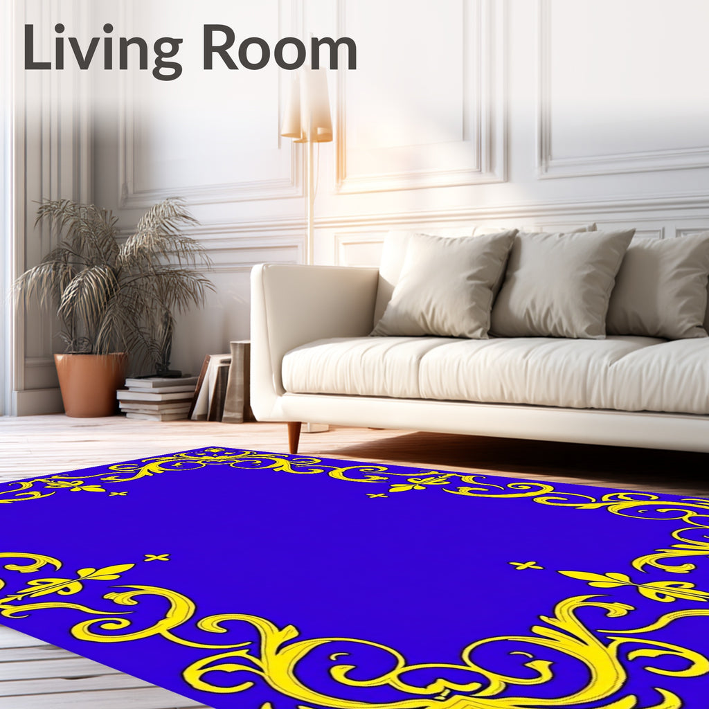 Royal Blue Golden Acanthus Border Rug