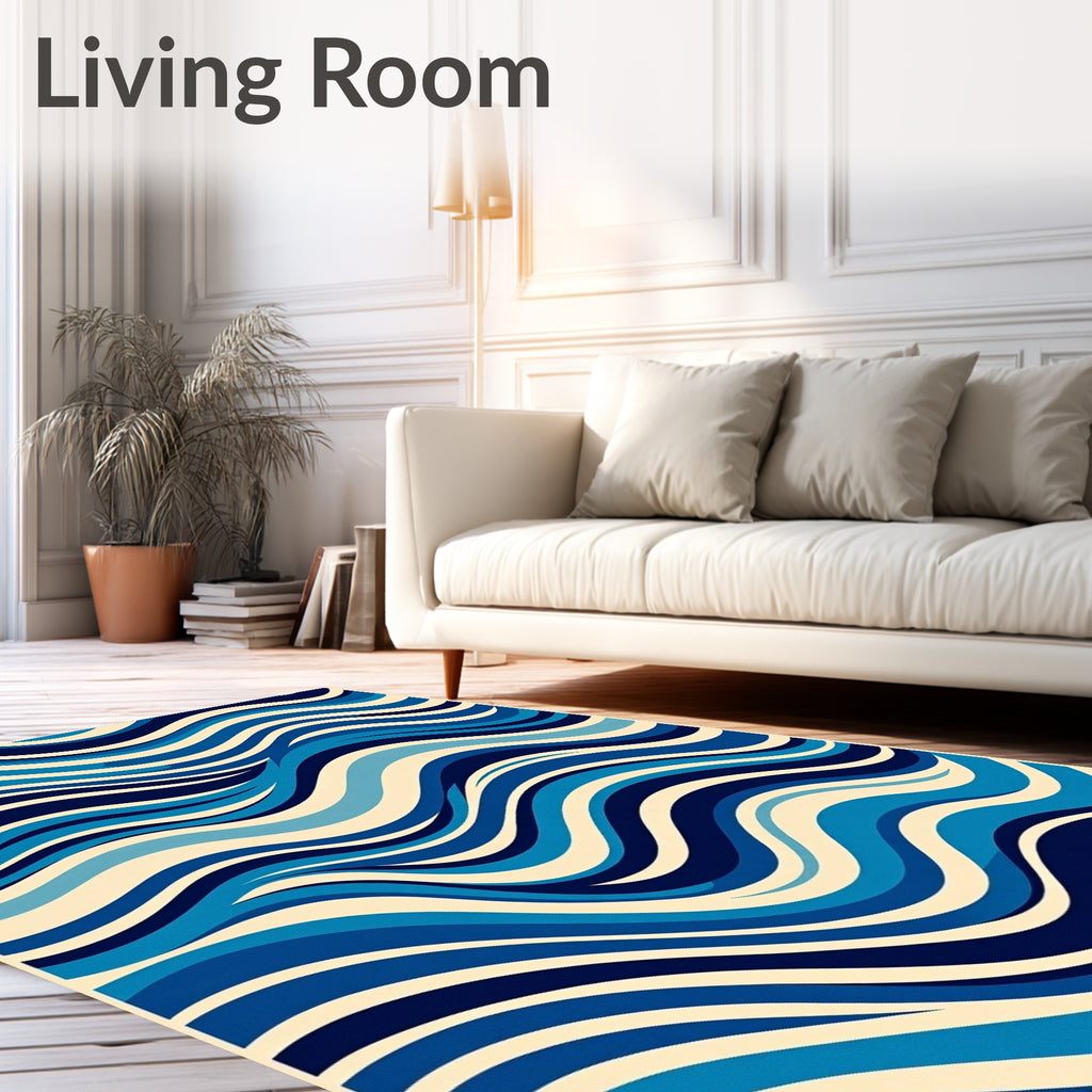 Blue Waves Pattern Rug