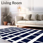 Navy Brick Pattern Modern Rug