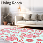 Whimsical Floral Pattern In Pink Rug