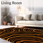 Abstract Orange Wavy Lines Rug