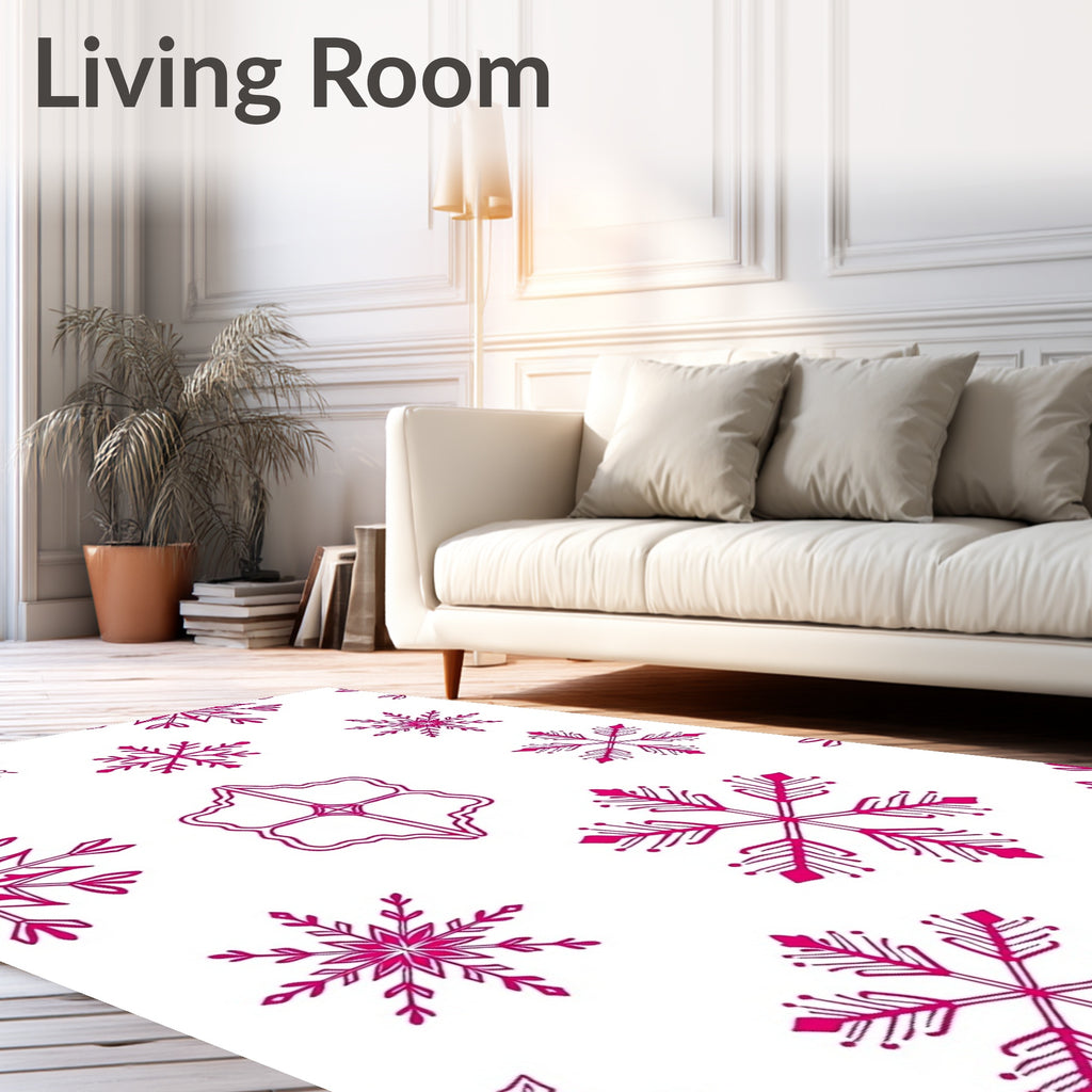 Deep Pink Snowflake Cluster Rug