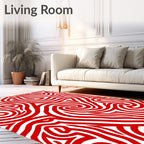 Vibrant Red Wavy Lines Rug