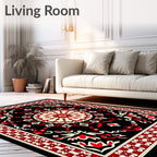 Bold Red Traditional Mandala Pattern Rug
