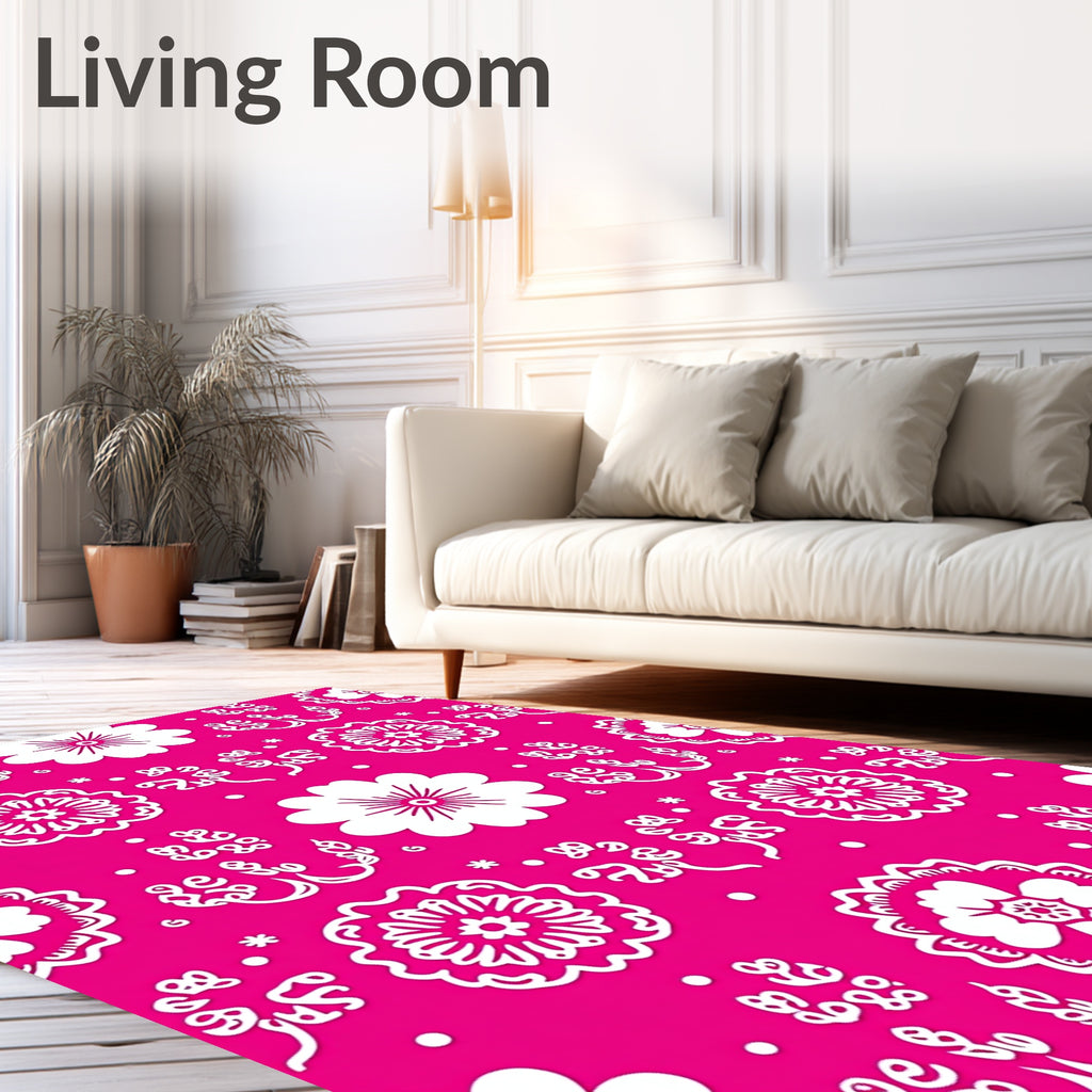 Bold Pink Floral Pattern Rug