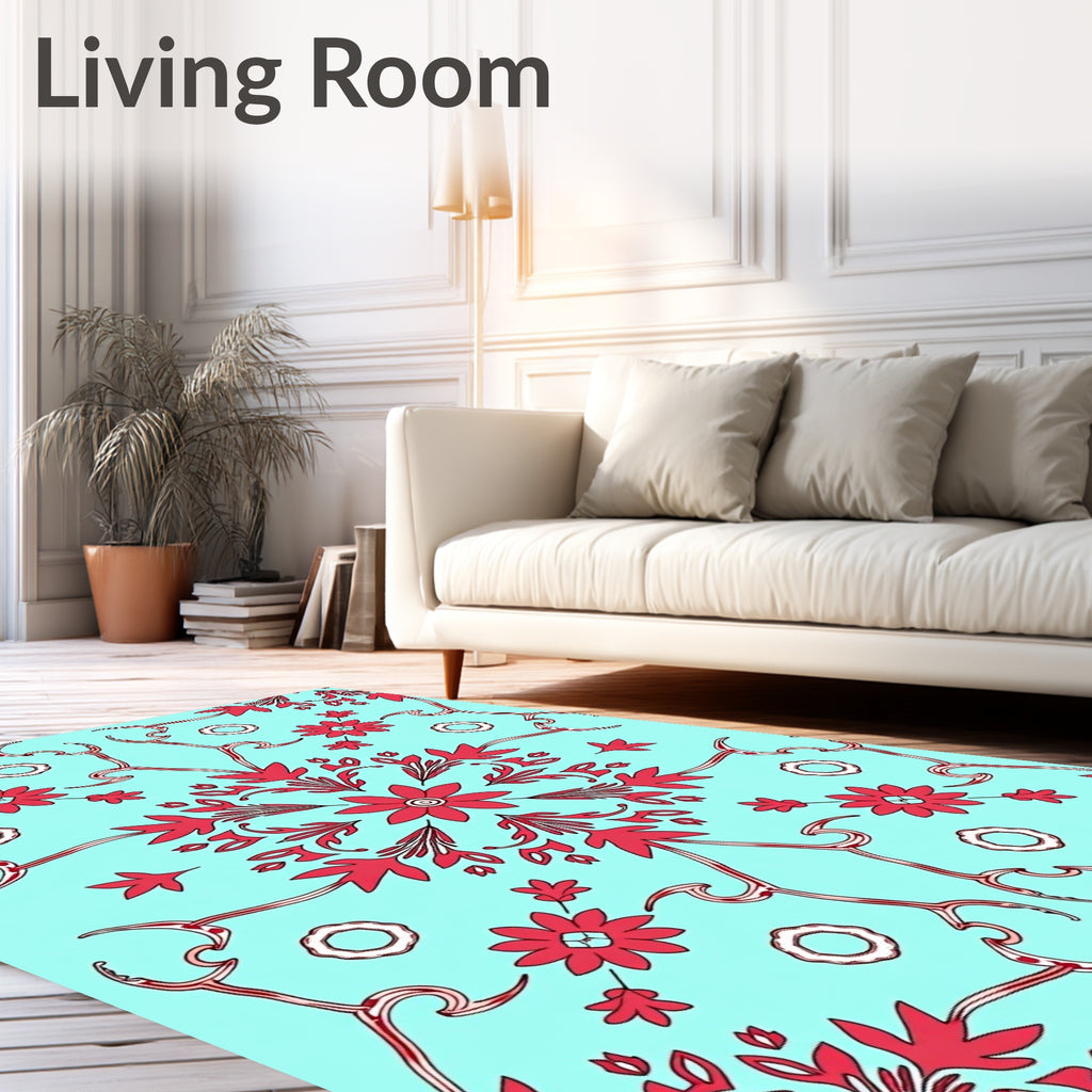 Floral Vines Red Pattern Rug