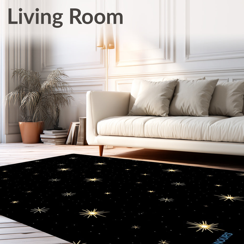 Golden Starry Night Pattern Rug