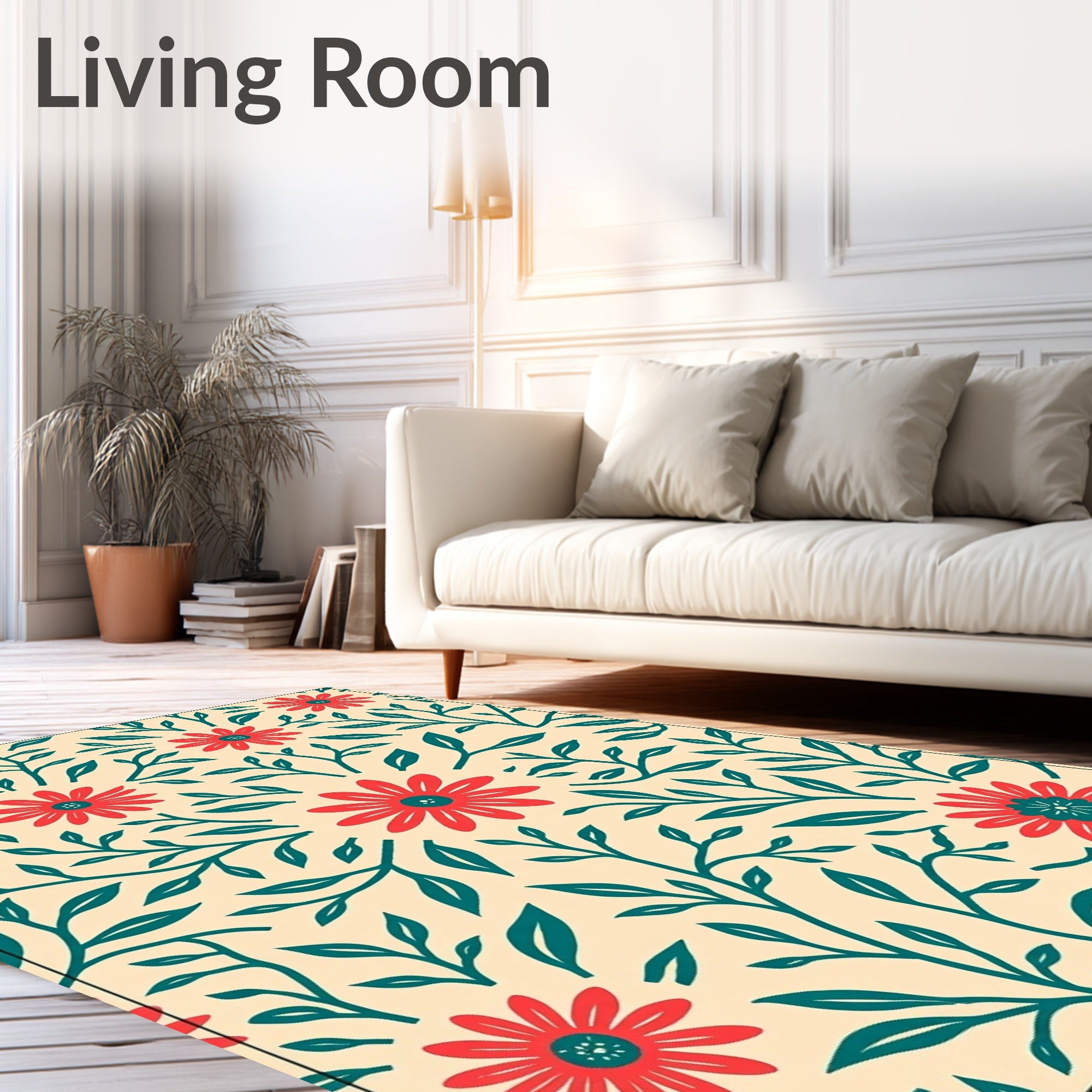 Bold Floral Branch Pattern Rug