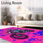 Bold Motorcycle Rider Abstract Pattern Rug