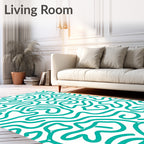 Abstract Teal Swirl Pattern Rug