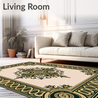 Ornate Floral Border With Central Medallion Rug