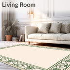 Elegant Green Floral Border Design Rug