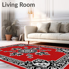 Bold Circular Floral Border Design Rug