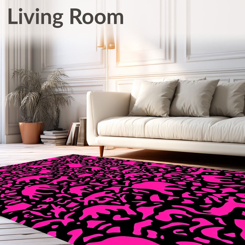 Hot Pink Animal Silhouette Pattern Rug