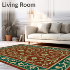 Traditional Floral Vine Border Rug
