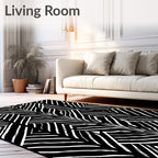 Bold Abstract Black White Lines Rug