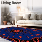 Bold Sunburst Floral Feather Design Rug
