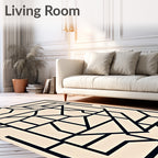Modern Geometric Black Outline Rug