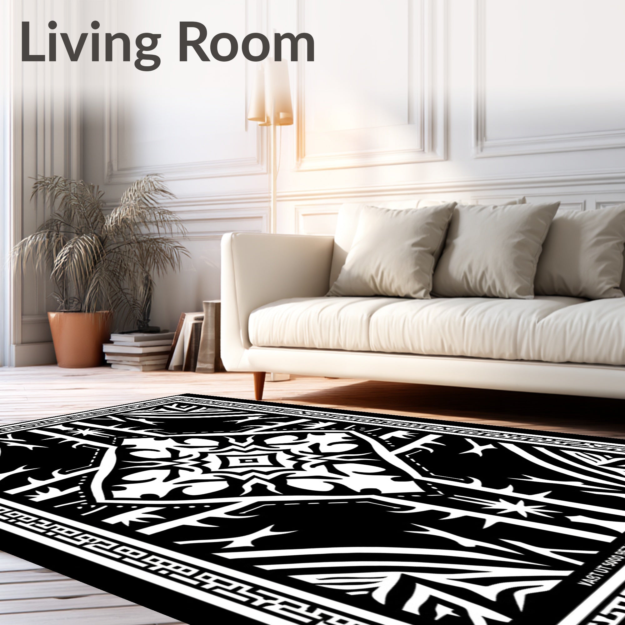 Monochromatic Intricate Geo-Floral Design Rug