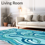Abstract Blue Swirl Pattern Rug