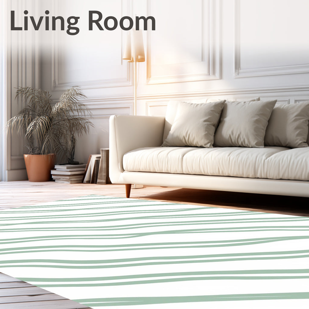 Sage Green Wavy Stripe Pattern Rug