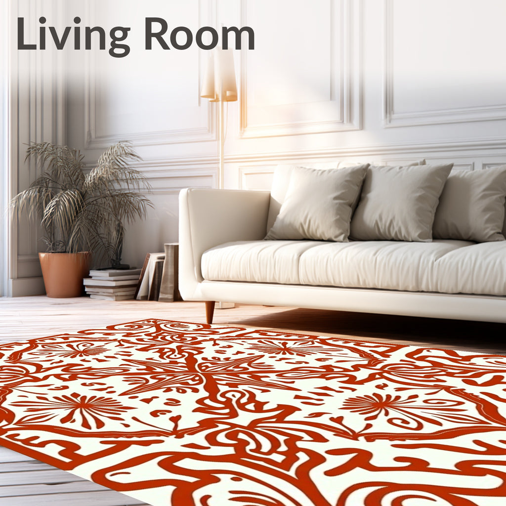 Elegant Red Floral Intricate Pattern Rug