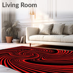 Abstract Red Black Swirl Pattern Rug