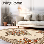 Floral Damask Inspired Geometric Design Rug