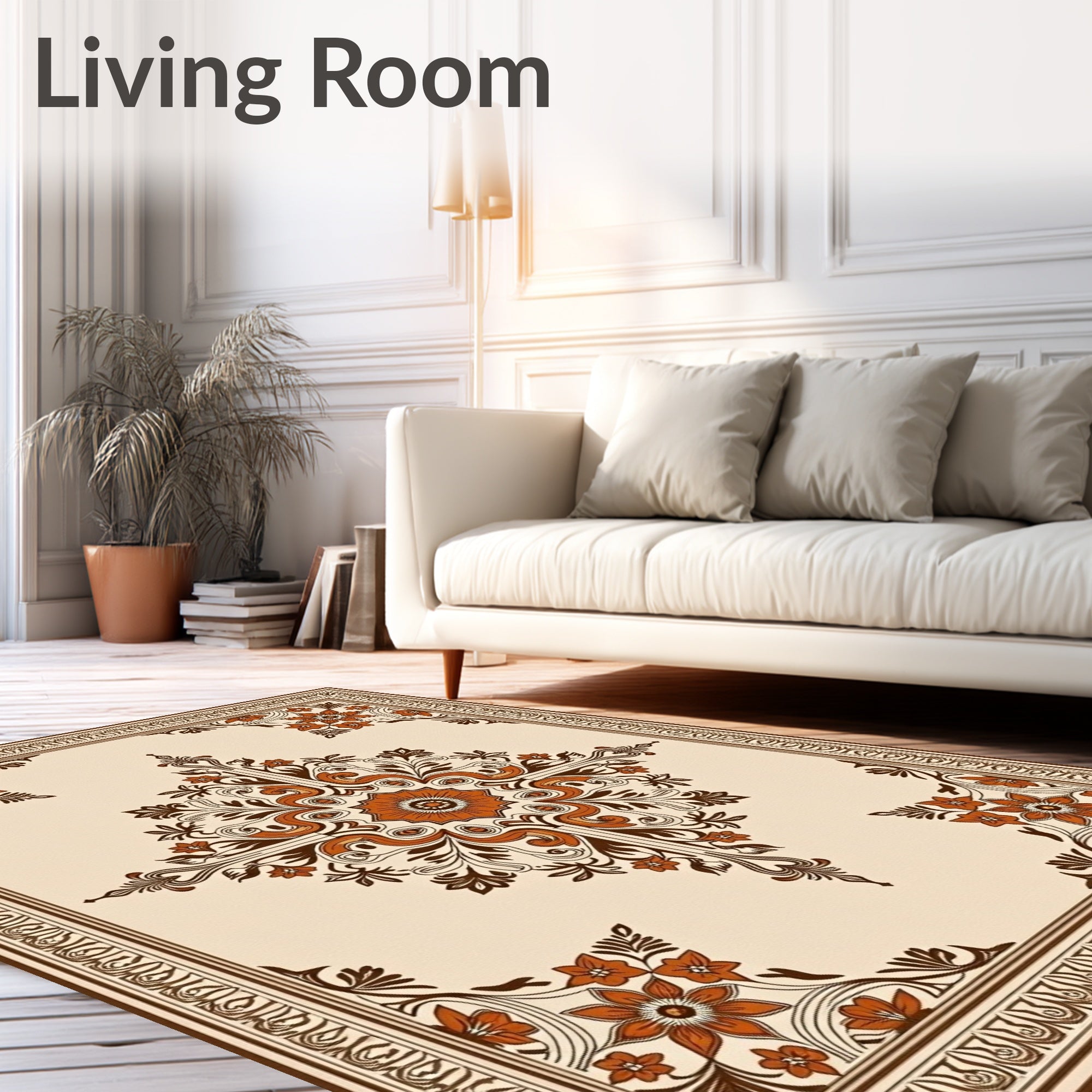 Floral Damask Inspired Geometric Design Rug