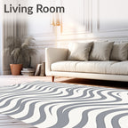 Modern Grey Wave Pattern Rug