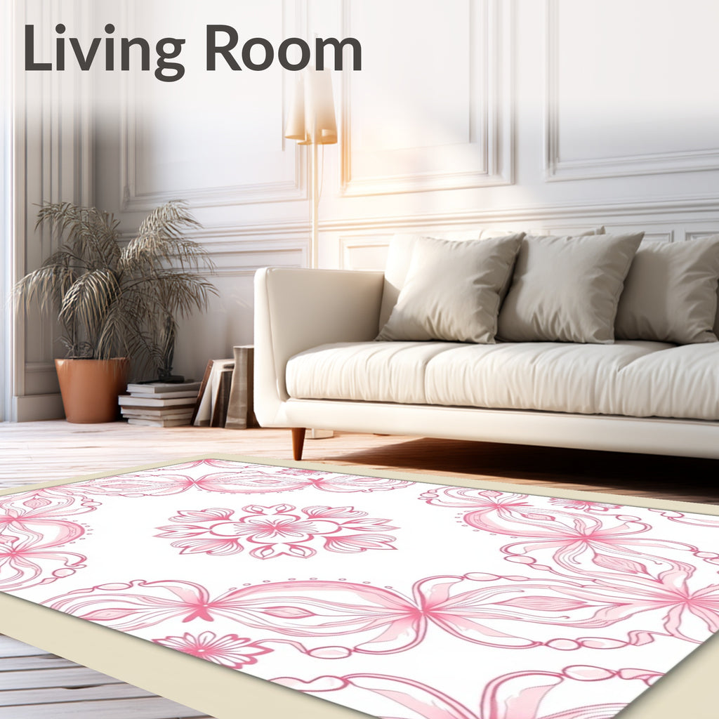 Pretty Pink Floral Mandala Design Rug