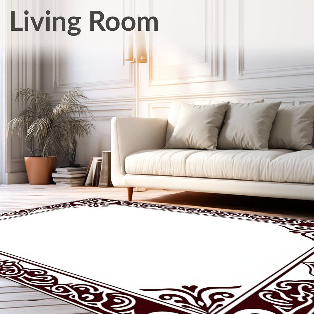 Classic Ornate Dark Red Pattern Rug