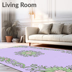 Botanical Floral Border Pattern Rug