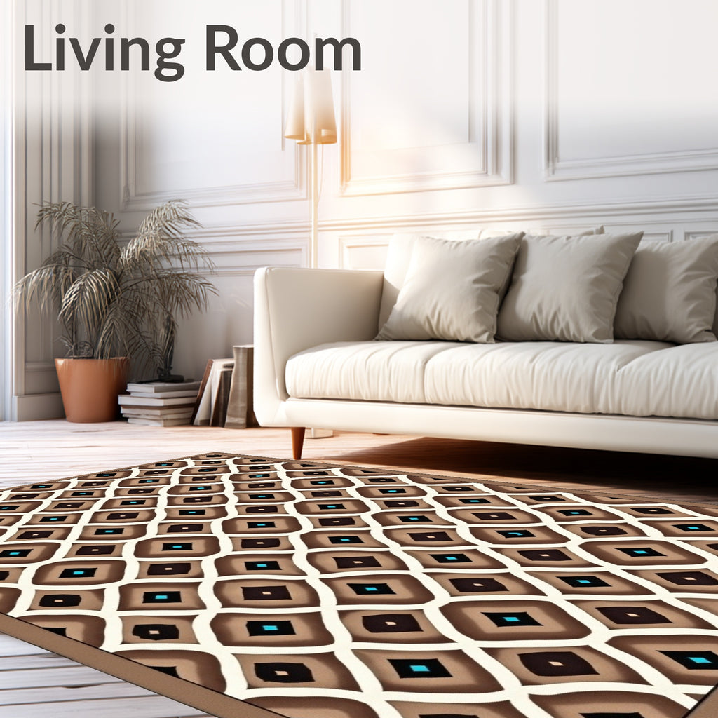Brown Diamond Geometric Pattern Rug