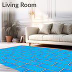 Blue Wood Grain Brick Pattern Rug