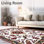 Classic Red Blue Gold Floral Medallion Rug