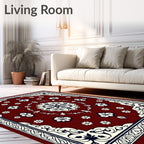 Elegant Floral Medallion Lattice Border Rug