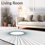 Modern Teal Sunburst Rays Rug