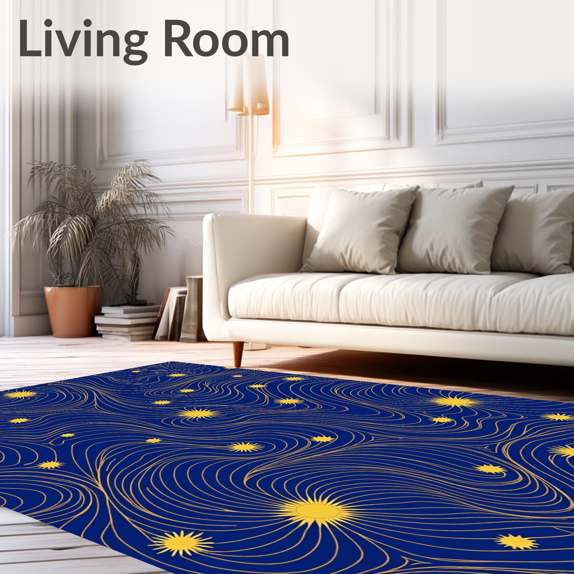 Celestial Waves Organic Pattern Design Rug