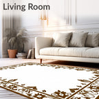 Ornate Floral Border Pattern Rug
