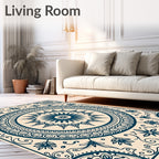 Intricate Floral Sun Mandala Design Rug