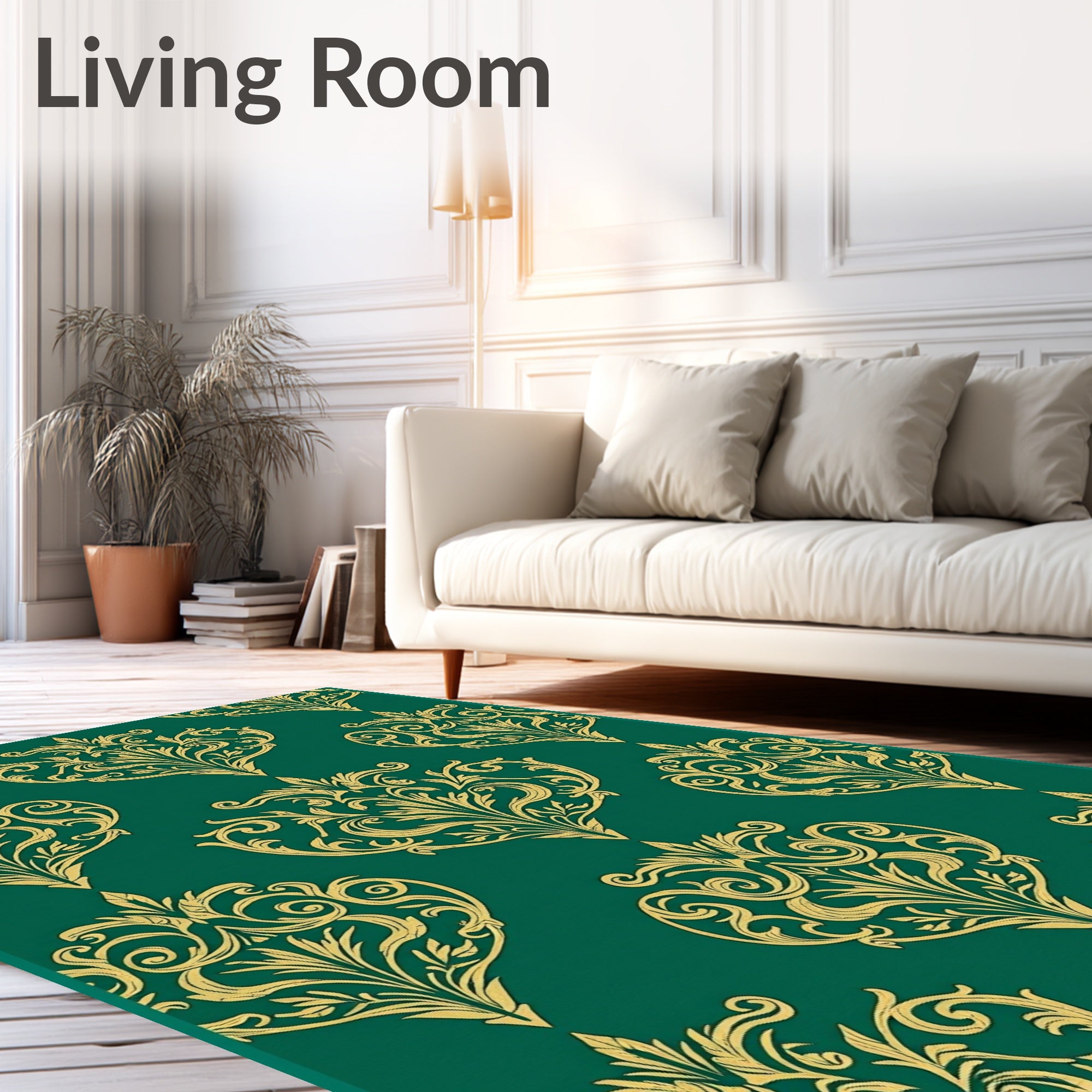 Gilded Leaf Damask Pattern Rug