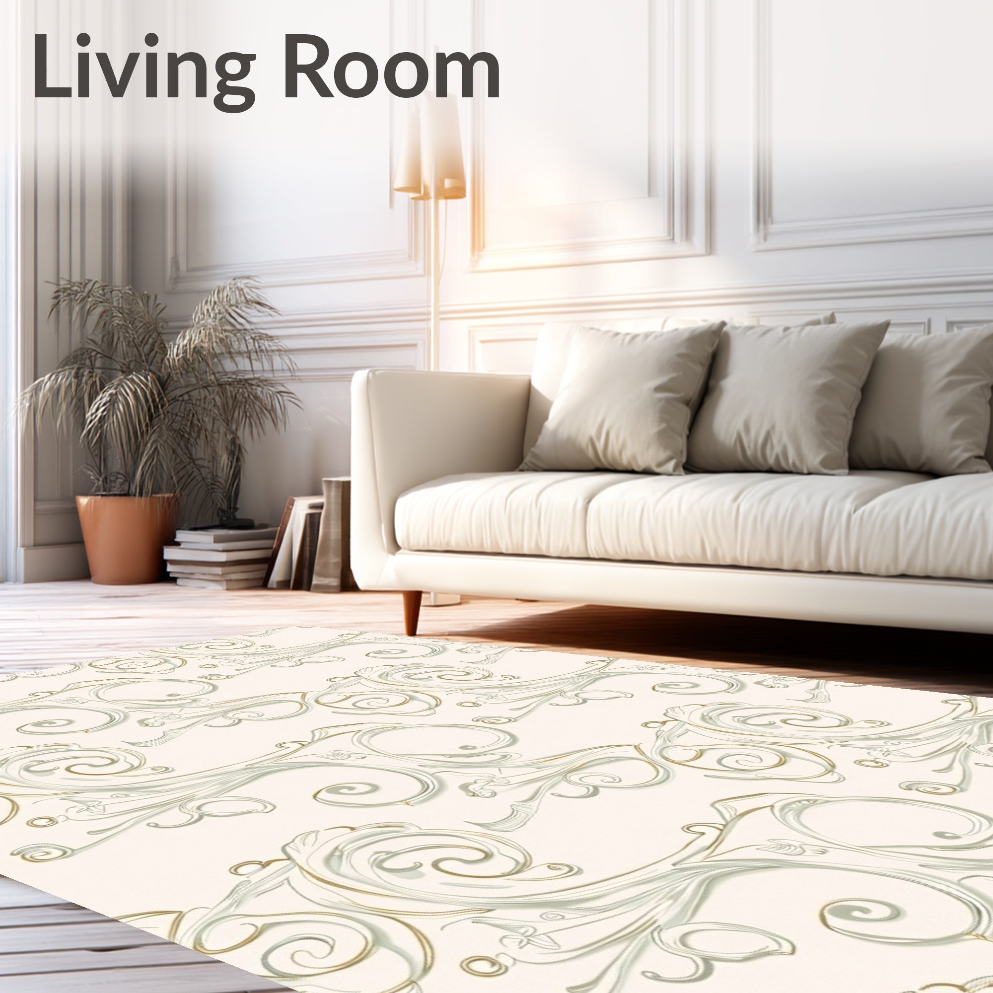 Elegant Floral Swirl Pattern Rug