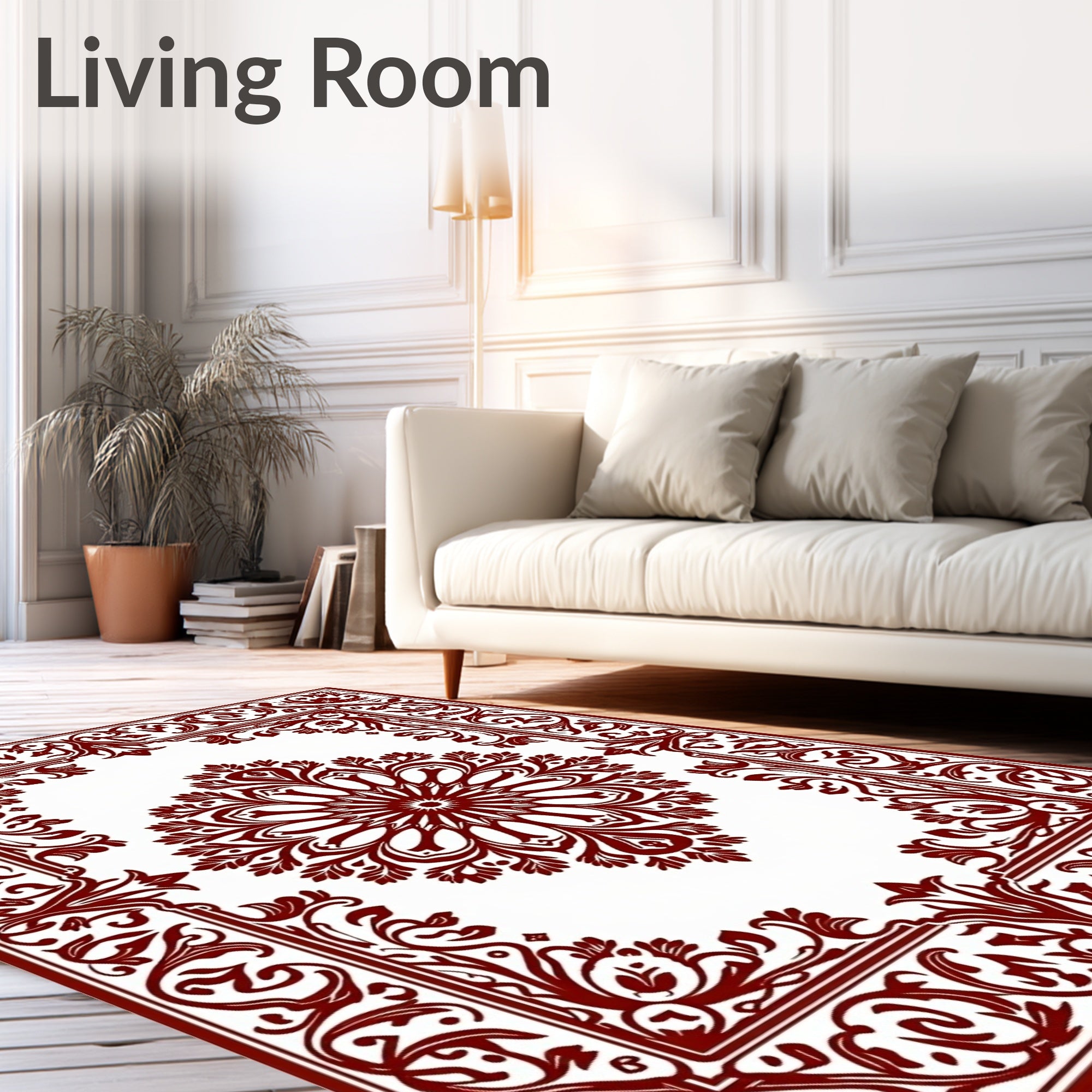 Ornate Traditional Floral Border Rug