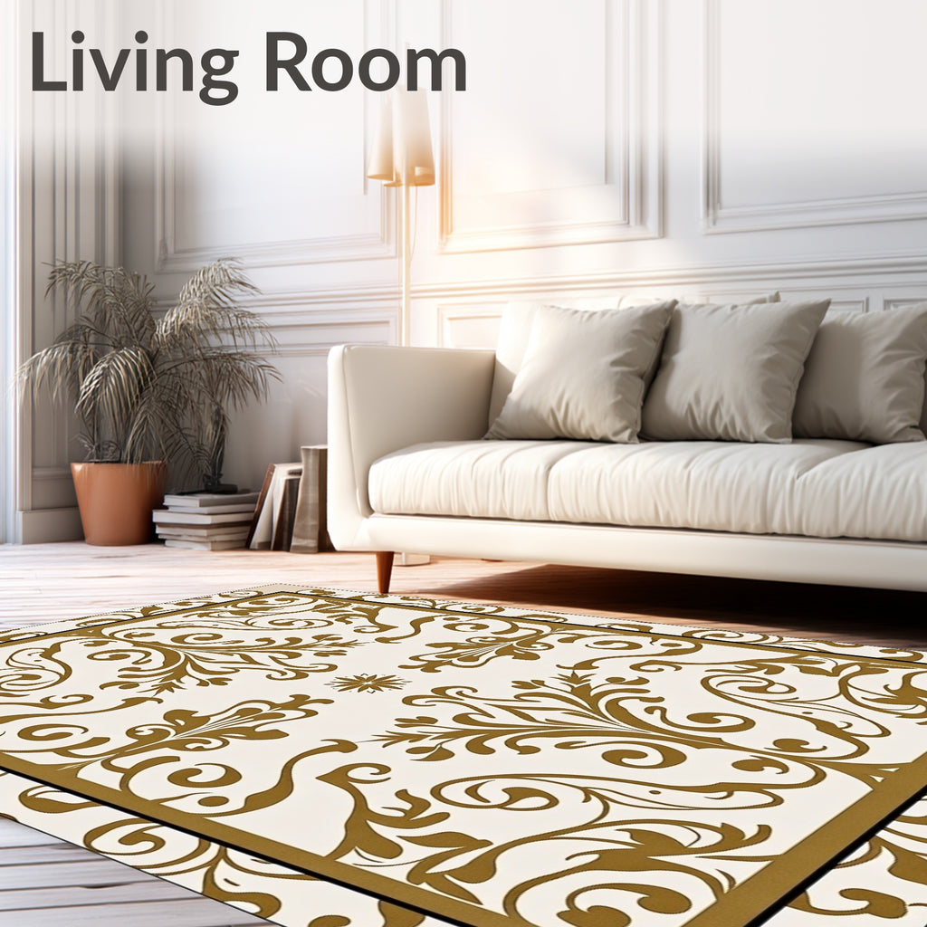 Classic Scrollwork Damask Pattern Rug