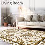 Classic Scrollwork Damask Pattern Rug